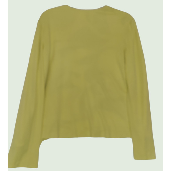 Mila Schon Silk Lined Open Blazer Womens Size 6 / 40 Yellow Green Jacket Italy - Picture 2 of 9